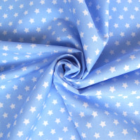 100% Baumwollstoff Meterware Popeline Sterne 1cm Hellblau, ab 0,5 Meter 100% Baumwollstoff Meterware Popeline Sterne 1cm Hellblau, ab 0,5 Meter
