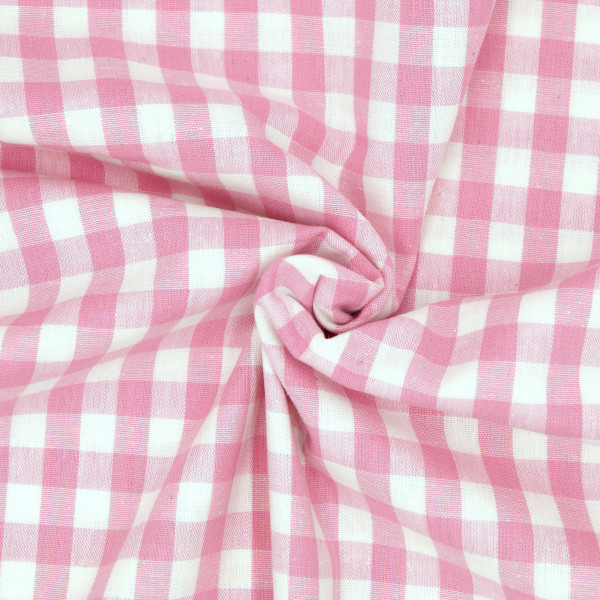 100% Baumwollstoff Meterware Webware Vichy Karo groß 1cm Rosa, ab 0,5 Meter