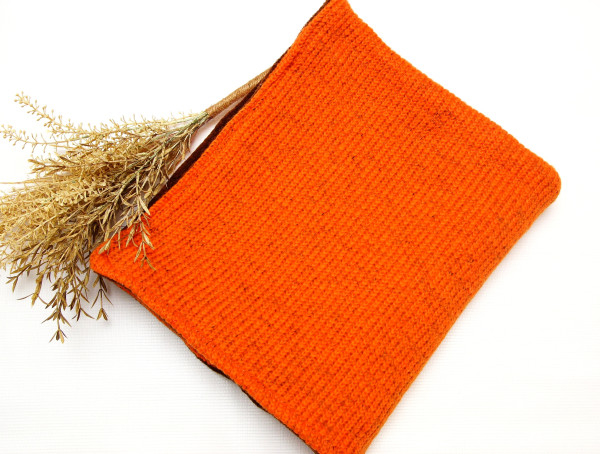 Babydecke aus Wolle, Kuscheldecke, Kinderdecke in Orange Braun 70 x 90 cm