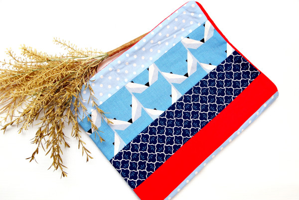 Babydecke, Patchworkdecke, Kinderdecke in Blau Rot für Jungen oder Mädchen