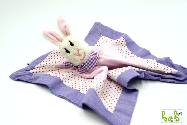 Schmusetuch, Schnuffeltuch, Schnullertuch mit Hasen für Mädchen
