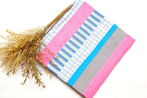 Babydecke, Kinderdecke, Kuscheldecke Patchwork mit Fleece in Rosa Blau Grau