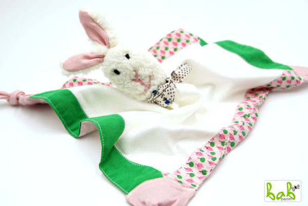 Schmusetuch, Schnuffeltuch, Schnullertuch mit Hasen für Mädchen