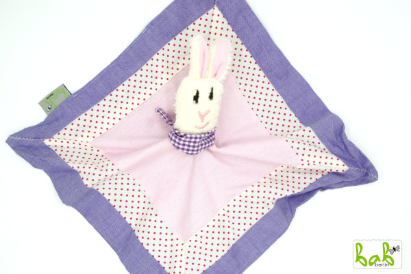 Schmusetuch, Schnuffeltuch, Schnullertuch mit Hasen für Mädchen
