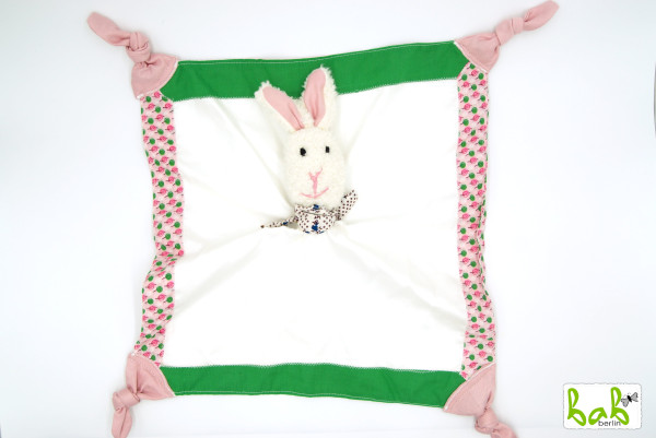 Schmusetuch, Schnuffeltuch, Schnullertuch mit Hasen für Mädchen