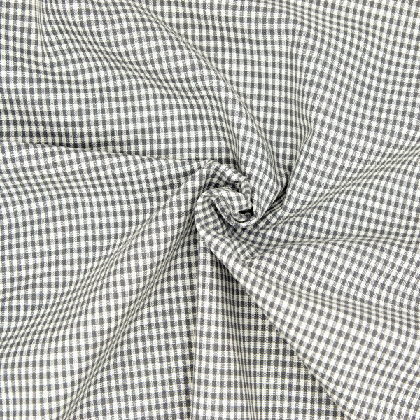 100% Baumwollstoff Meterware Webware Vichy Karo klein 2mm Grau, ab 0,5 Meter
