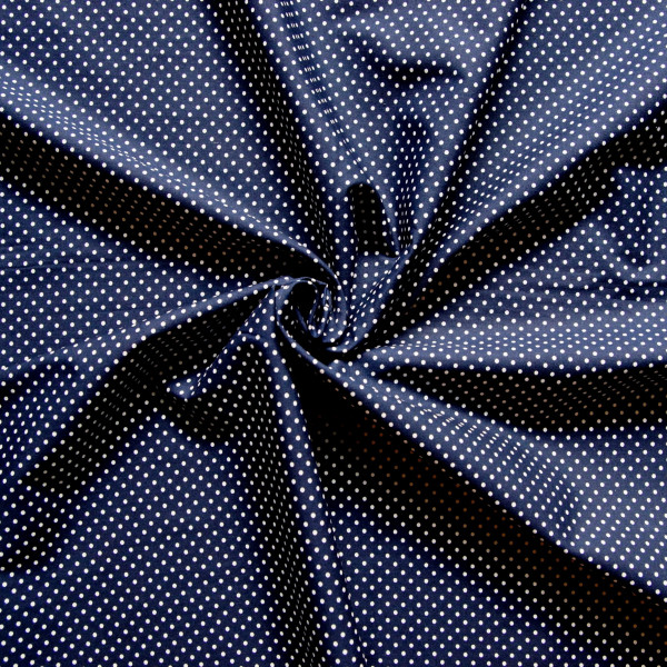 100% Baumwollstoff Meterware Popeline Punkte 2mm Dunkelblau, ab 0,5 Meter