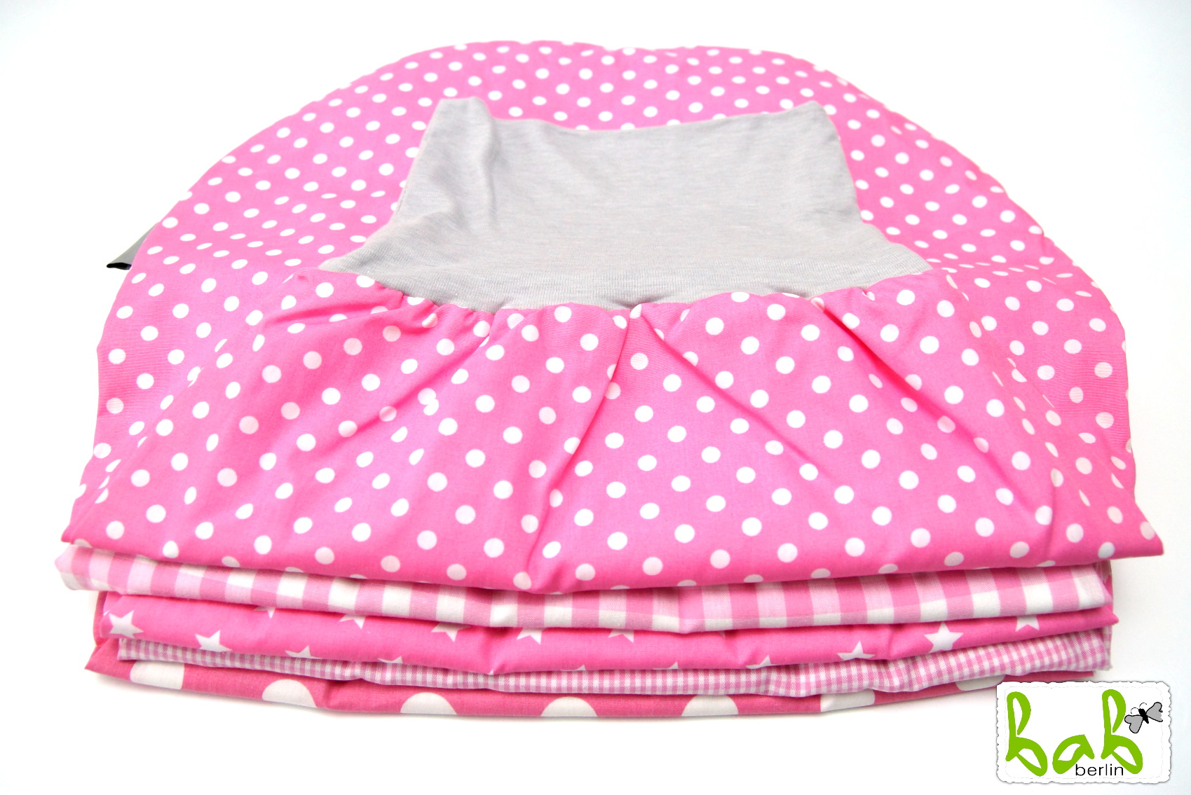 Strampelsack, Pucksack, Schlafsack 0-6 Monate in Rosa mit Punkten/Sternen/Vichy Karo bab-Berlin